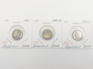 lot 151 image: 1951, 1951-D, 1951-S Roosevelt Dimes