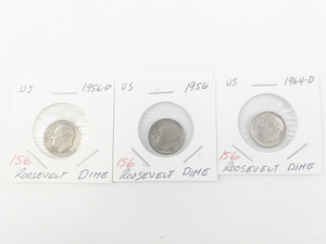 lot 156 image: 1956, 1956-D, 1964-D Roosevelt Dimes