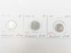 lot 159 image: 1959, 1959-D, 1964 Roosevelt Dimes