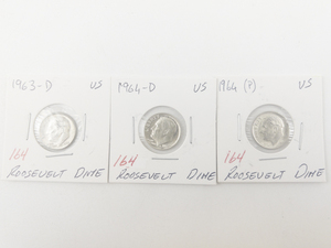 lot 164 image: 1964, 1964-D, 1963-D Roosevelt Dimes