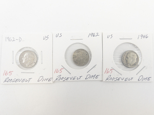 lot 165 image: 1946, 1962, 1962-D Roosevelt Dimes