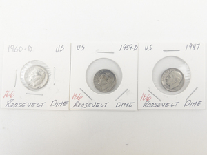 lot 166 image: 1946, 1959-D, 1960-D Roosevelt Dimes
