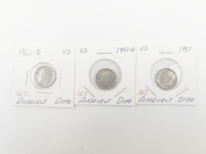 lot 167 image: 1951, 1951-D, 1960-D Roosevelt Dimes