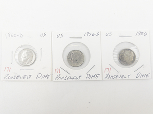 lot 171 image: 1956, 1956-D, 1960-D Roosevelt Dimes