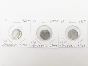 lot 172 image: 1957, 1957-D, 1962-D Roosevelt Dimes