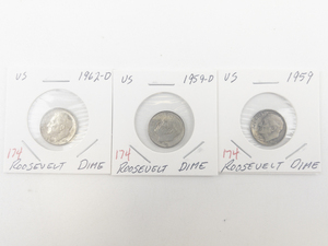 lot 174 image: 1959, 1959-D, 1962-D Roosevelt Dimes