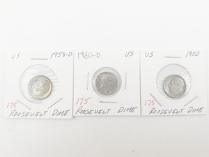 lot 175 image: 1950, 1960-D, 1958-D Roosevelt Dimes