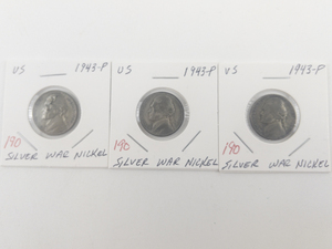 lot 190 image: 3) 1943-P silver war nickels
