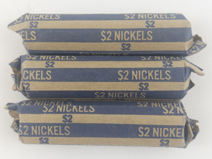 lot 193 image: 3) rolls total of Jefferson Nickels, (2x) Mixed dates 1939-1959, (1x) 1960-1969