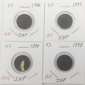 lot 201 image: 1886, 1887, 1888, 1890 Indian Head Cents