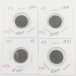 lot 202 image: 1891, 1892, 1893, 1894 Indian Head Cents