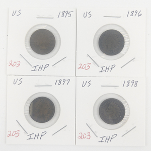 lot 203 image: 1895, 1896, 1897, 1898 Indian Head Cents