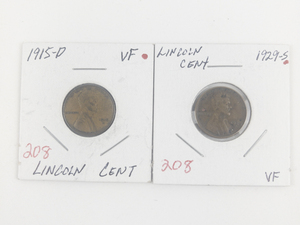 lot 208 image: 1915-D, 1929-S Lincoln Cents