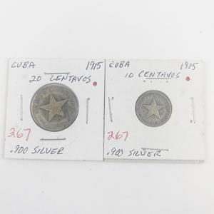 lot 267 image: Cuban Silver  1915  20 Centavos, 1915 10 Centavos