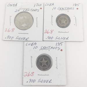 lot 268 image: Cuban Silver  1920  20 Centavos,  2) 1915 10 Centavos