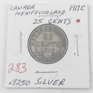lot 283 image: Newfoundland Canada Silver 1917-C 25 Cents
