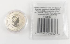 lot 284 image: Canadian Silver 2015 $20.00 silver, DC Comics Superman .999 silver