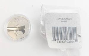 lot 286 image: Canadian Silver 2011 $20.00 silver, Canoe .999 silver