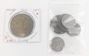 lot 311 image: Mexico Silver 1957 One Peso, plus 6) misc. 1905-1946