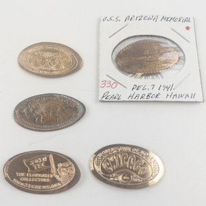 lot 330 image: Group of elongated cents includes U.S.S. Arizona Memorial, Science Museum,