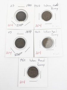 lot 204 image: 1899, 1900, 1901, 1902, 1903 Indian Head Cents