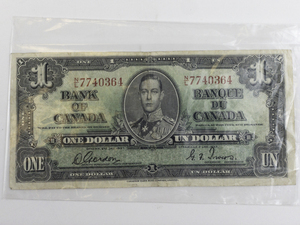lot 258 image: Canadian Currency Series 1937 King George One Dollar Bill