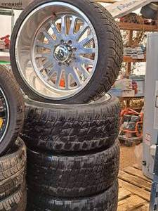 lot 399 image: Lot of (4) American Force P30535R24 Tires on American Force 24 8-bolt Rims (8x180 bolt pattern)