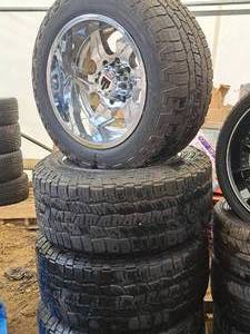 lot 397 image: Lot of (4) LT30555R20 Tires on American Truxx 20 8-bolt Rims (8x180 bolt pattern)