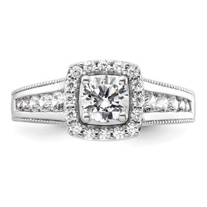 1.00 Carat Diamond halo Engagement Ring 14K White Gold Stunning Retail $ 2900