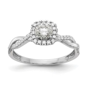 14K White Gold 5/8  Diamond Round Halo Engagement Ring . Retail $3800