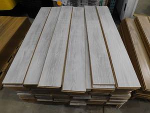 lot 19 image: White Washed 6 x 48 Click Plank Laminate Water Resistant Flooring with Pad (420 sq.ft)