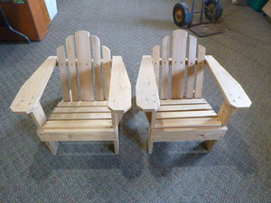 lot 74 image: 2 Handcrafted Childrens Adirondack Chairs