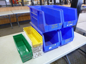 lot 94 image: 13 Stackable Plastic Parts Bins