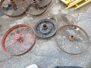 lot 151 image: 3 Vintage Wagon Wheels
