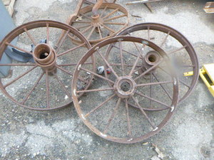 lot 152 image: 3 Vintage Wagon Wheels