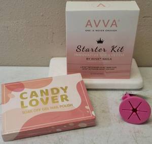lot 27 image: Nailed It (1) AVVA Starter Kit for Nails (1) Candy Lover Soak Off Gel Nail Polish (1) Count Nail Polish (View Photos)