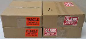 lot 43 image: Shipping Labels (2) Boxes of - Glass Handle with Care & (2) Box of Fragile Handle with Care
