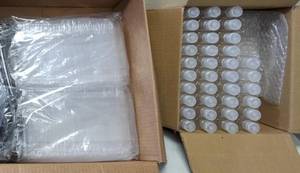 lot 52 image: Disposable Appetizer Trays with Lids & Empty Bottles with Flip Cap - Travel Size (Use for Toiletries)