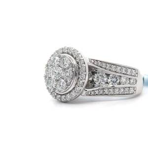 NEW! 2 Carat Pavé Natural Diamond Halo Split Shank Luxury Ring in 14k White Gold *VIDEO*