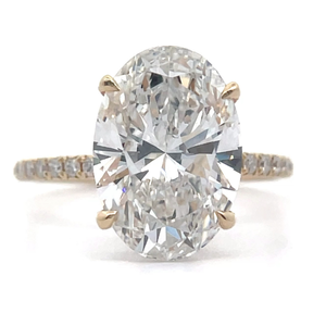 5.31 Carat Oval Diamond Pavé Hidden Halo Ring (VS1-G) in 14k Yellow Gold *VIDEO*