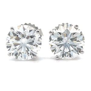 NEW! 4 Carat Diamond Round Solitaire Stud Earrings in 14k White Gold w/ EGL Card *VIDEO*