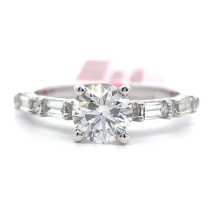NEW! 1.52 Carat Diamond Round & Channel Baguette Ring in 14k White Gold w/ EGL Card; Retail $3,995 *VIDEO*