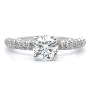 lot 7 image: NEW 1.50 Carat Diamond Solitaire Hidden Halo PavRing in 14k White Gold VIDEO
