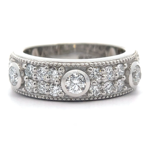 lot 14 image: NEW Contemporary 1.62 Carat Diamond PavBezel Ring VIDEO
