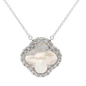 lot 20 image: 1.52 Carat Diamond & Mother of Pearl Four-Leaf Clover Pendant Necklace VIDEO