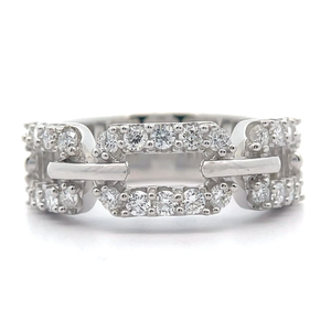 lot 23 image: NEW 1.03 Carat PavDiamond Paperclip Chain Ring VIDEO
