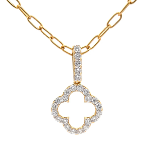 lot 24 image: NEW 1 Carat PavDiamond Four-Leaf Clover Pendant Necklace VIDEO