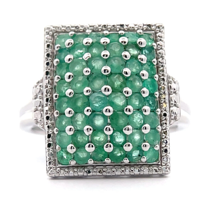 lot 26 image: NEW Emerald Rectangular Basket Top Statement Ring VIDEO
