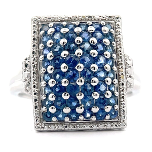 lot 27 image: NEW Blue Sapphire Large Rectangular Statement Ring VIDEO
