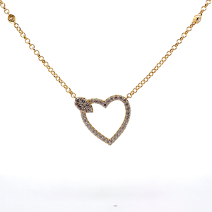 lot 29 image: NEW 1.33 Carat PavDiamond Open Heart Halo Leaf Necklace VIDEO
